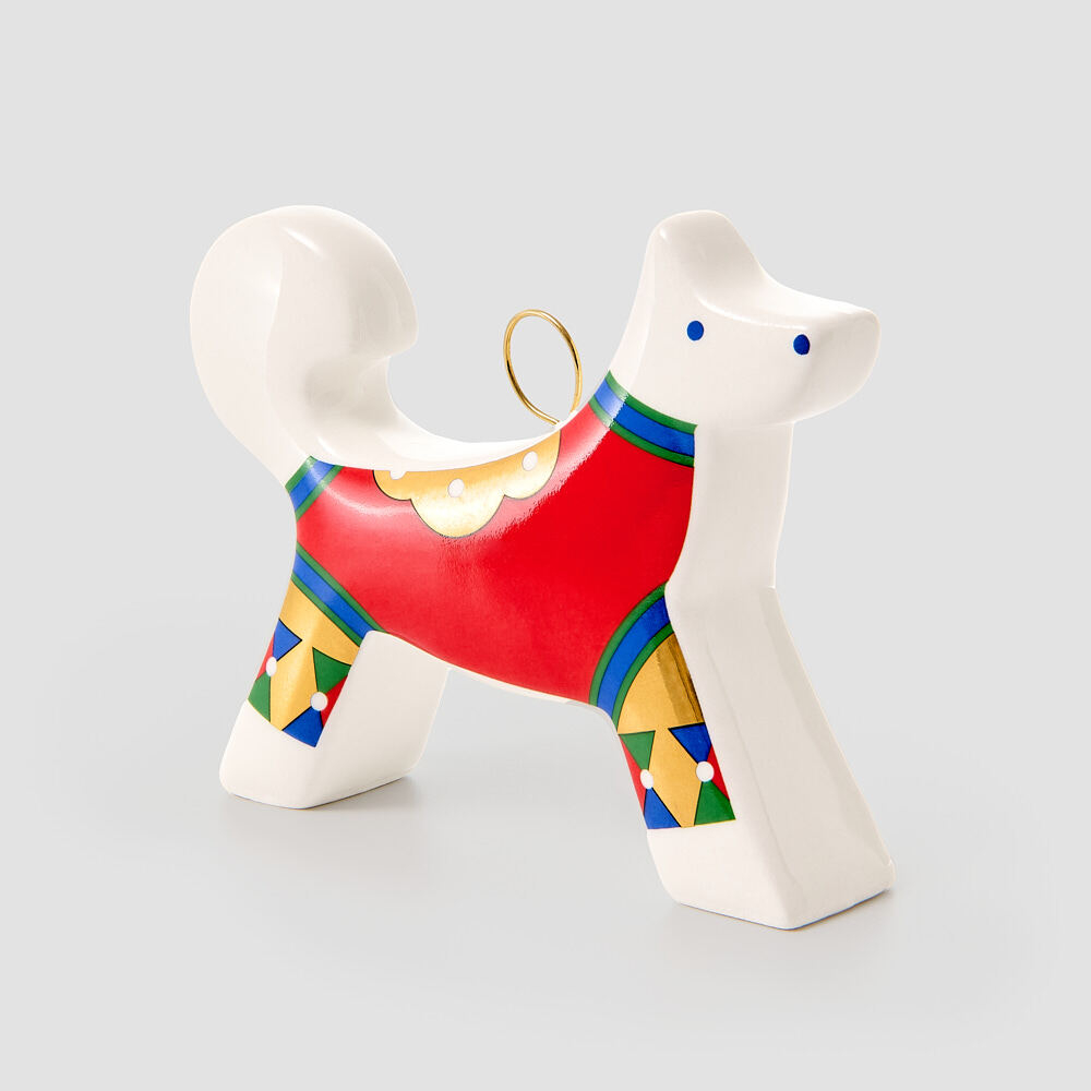 Елочная игрушка Farforite «Собачка / Зимняя ярмарка» в подарочной коробке