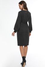 Платье трикотажное темно-серое с разрезом DStrend (Акция)