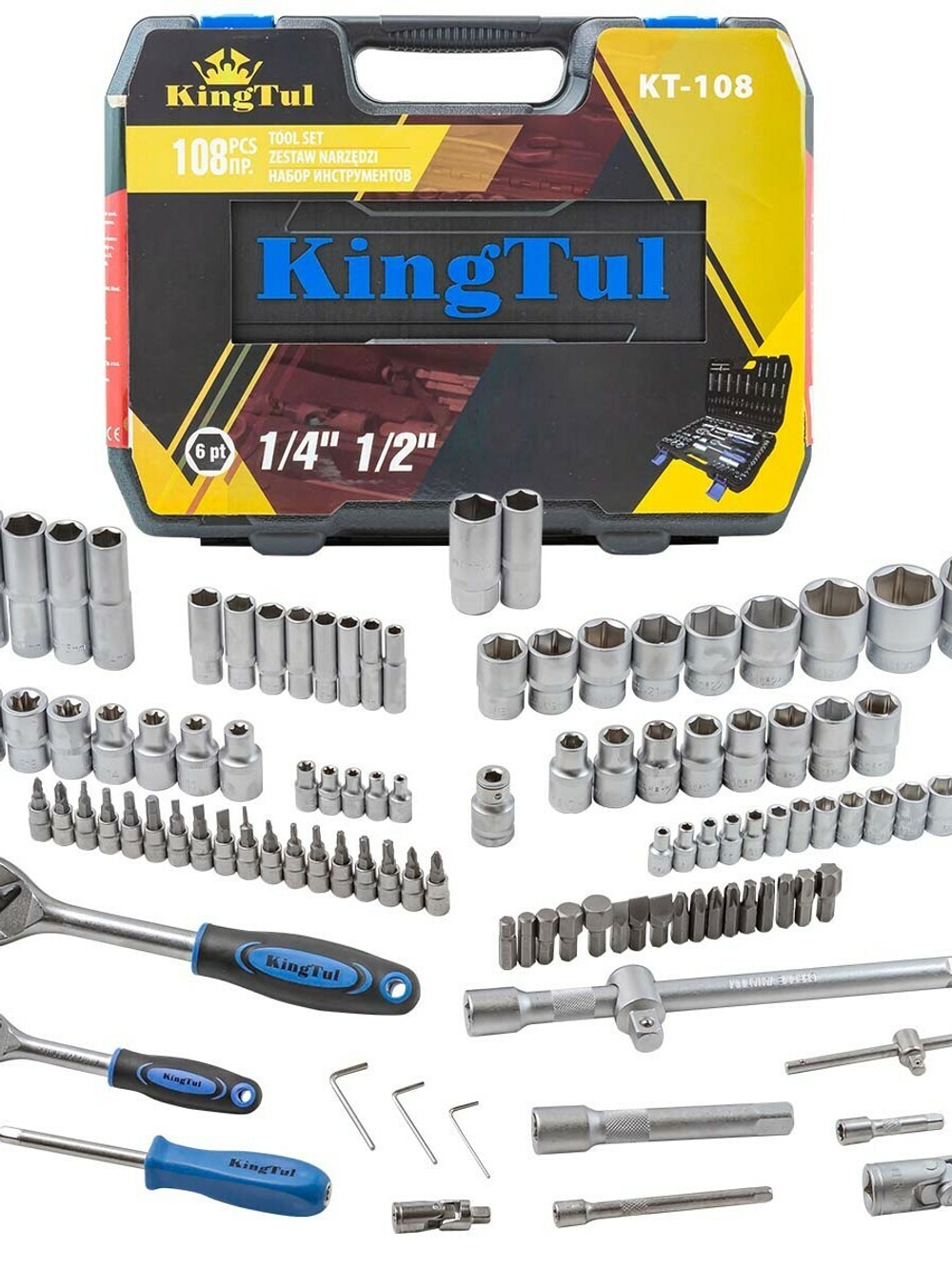 Набор инструментов 108пр. 1/4'',1/2''(6гр.)(4-32мм) KINGTUL KT-108