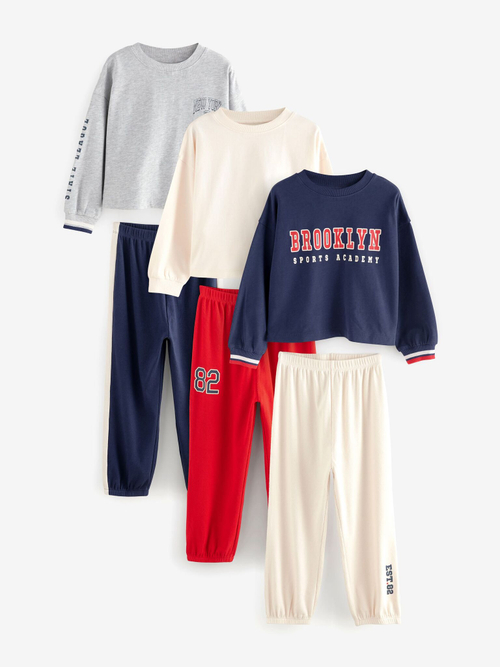 Пижама для девочки Next B16-259, 3 шт., Красный, Синий, Серый