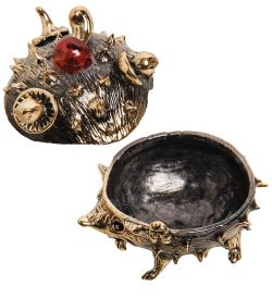 AM-3279 Шкатулка «Ежик» (латунь, янтарь)