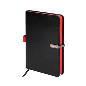 Ежедневник датированный 2026 А5 138x213 мм BRAUBERG "Inspiration" под кожу цветной срез черный (117473)