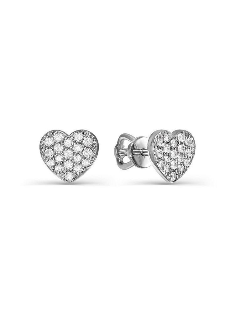 Серьги пусеты из серебра 925 с фианитами.