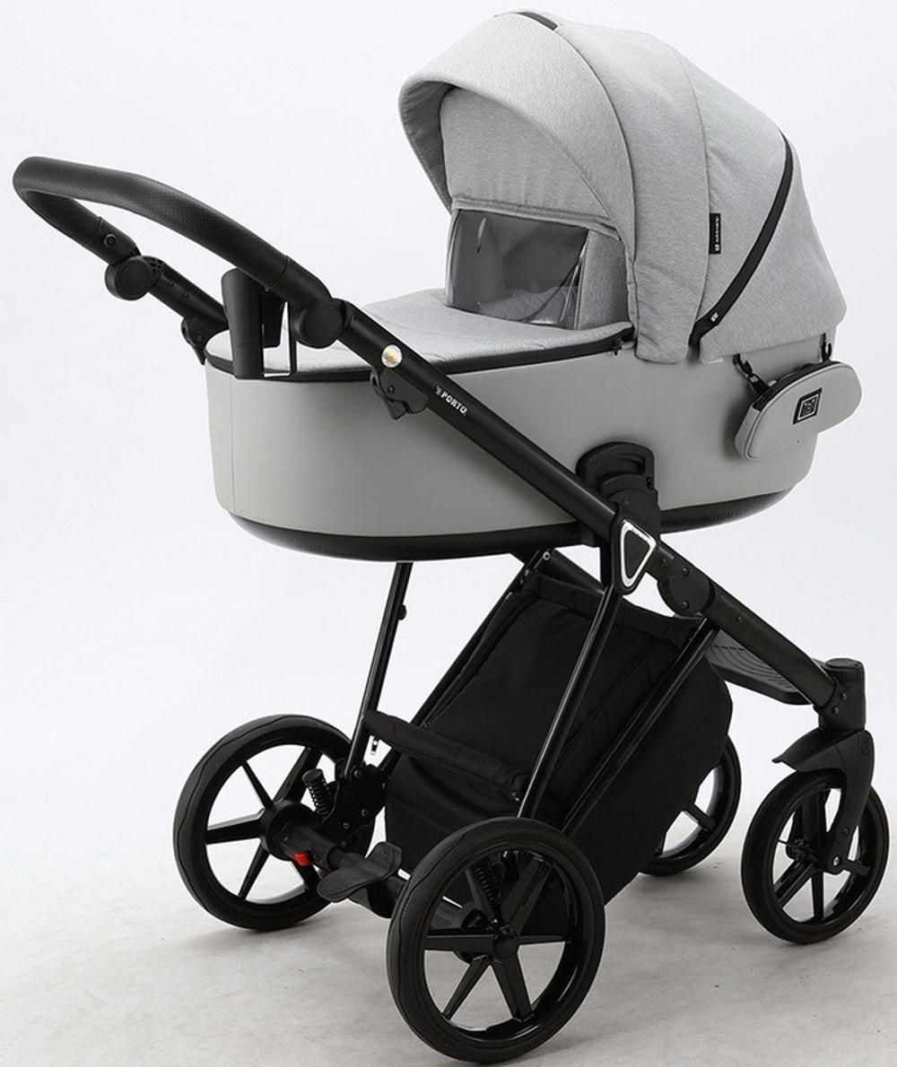 Детская коляска Adamex Porto 2 в 1 PO-PS11 (СВ.СЕР.+СВ.СЕР.КОЖА)