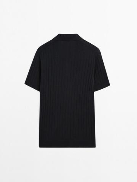 Massimo Dutti Футболка с воротником поло, темно-синий