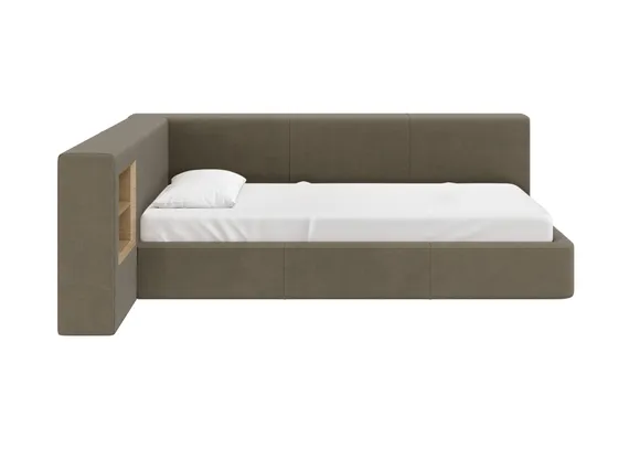 Диван-кровать Cube c нишей M (серо-зеленый FiberGuardе)