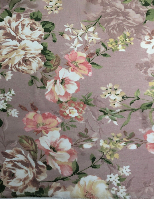 Шифон принт, розы беж/пудра на пудровом Julia D37C2