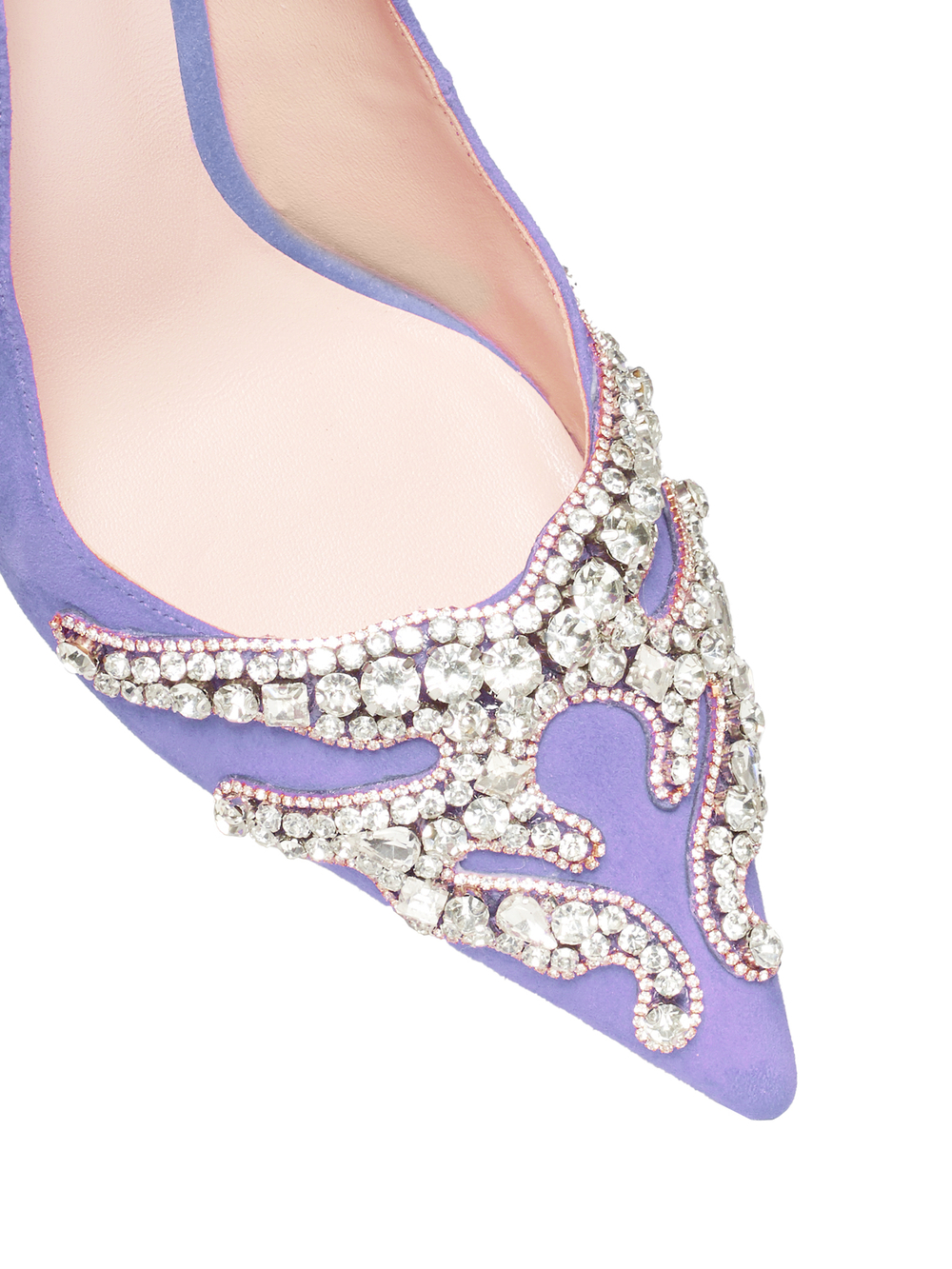 Женские туфли замшевые сиреневые с аппликацией