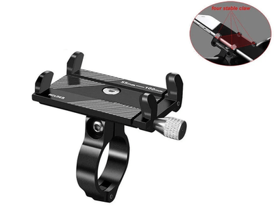 Держатель для смартфона 4,0"-7,5", алюминиевый, на руль, Phone Holder, PHA-001 (черный, NN005539)