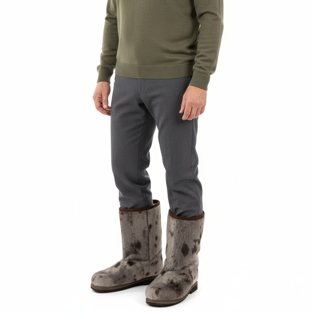 Унты мужские укороченные из меха пятнистой нерпы