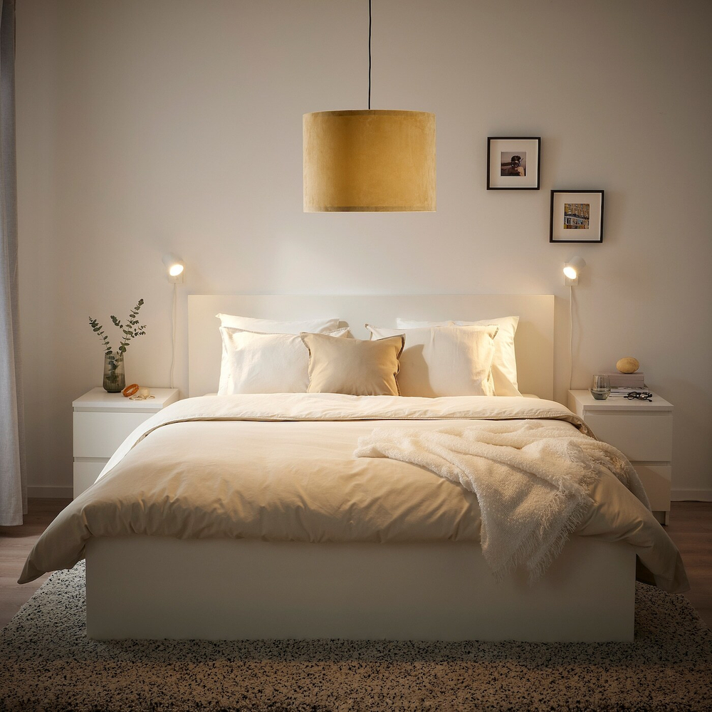 IKEA MOLNSKIKT  (ИКЕА МОЛНСКИКТ)  -  / SUNNEBY Подвесной светильник, черный/темно-желтый бархат, 42 см