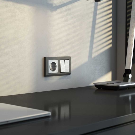 Выключатель двухклавишный Werkel (cеребряный рифленый) W1122009 4690389159626