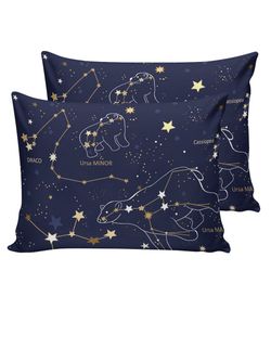 Постельное белье Сказка "Созвездия" семейное Наволочка 50х70 см 2 шт Простынь на резинке 160х200 см Пододеяльник 145х215 см(2шт) , поплин