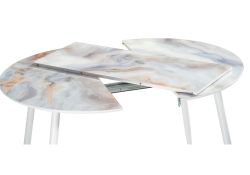 Обеденная группа Алар микровелюр розовый / кианит / белый