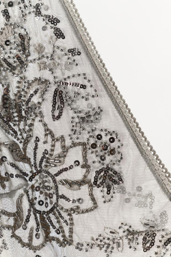 ZARA ТОП С ВЫШИВКОЙ И БРЕТЕЛЯМИ, СВЕТЛО-СЕРЫЙ