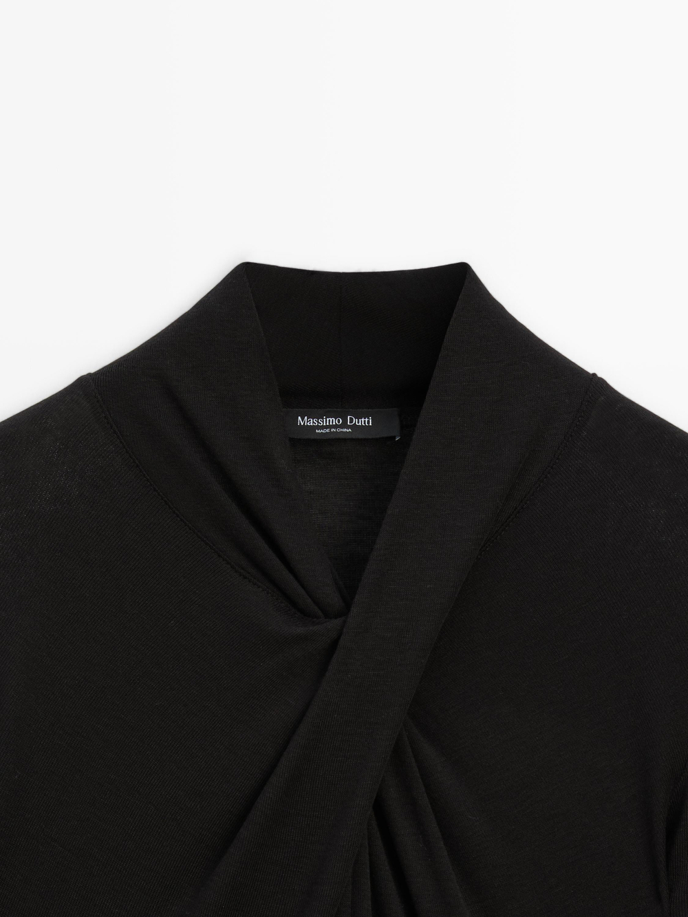 Massimo Dutti Топ внахлест из лиоцелла и шерсти, черный