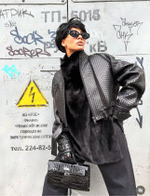 Бомбер из плетеной кожи