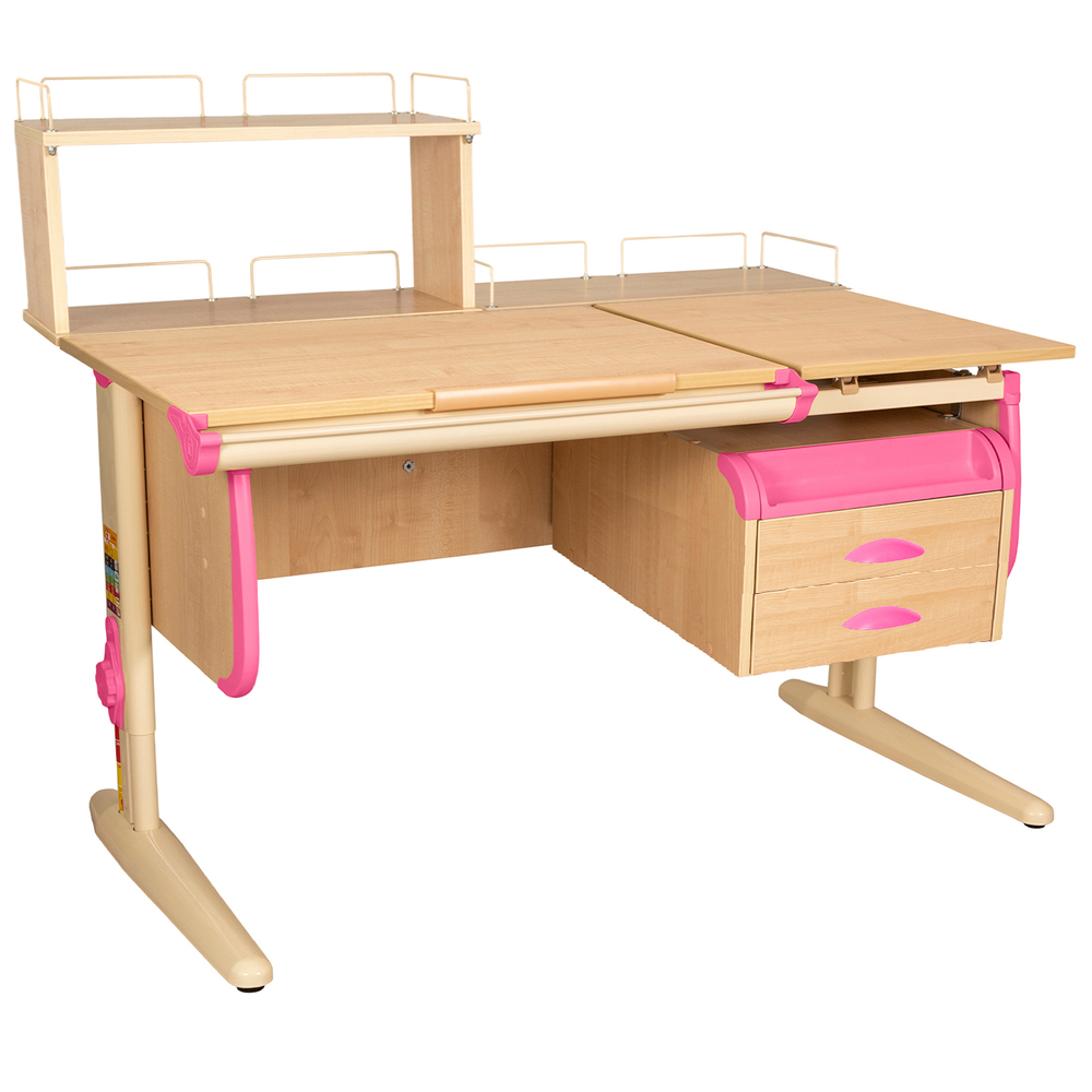 Растущая парта СУТ 25 с задними полками СУТ.15.210 и СУТ.15.240 и навесной тумбой (1200×880 мм)