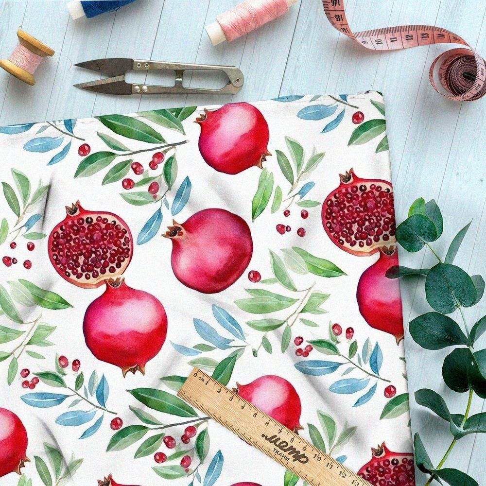 Ткань премиум таффета акварельные гранаты