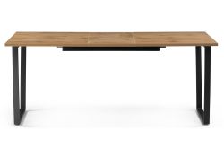 Стол раскладной Лота Лофт 140(180)х80х74 25 мм дуб вотан / матовый черный