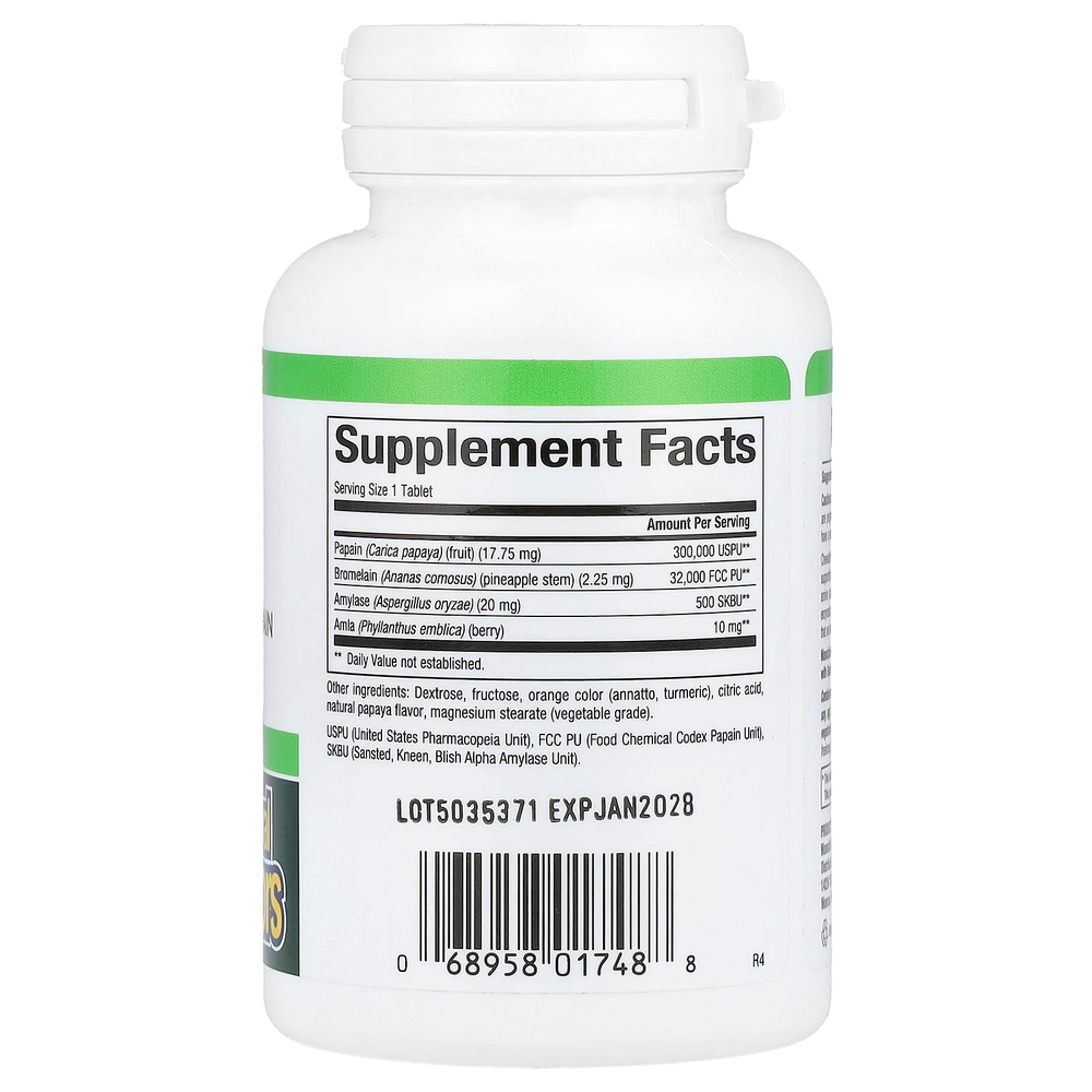 Natural Factors, ферменты папайи с амилазой и бромелаином, 60 жевательных таблеток