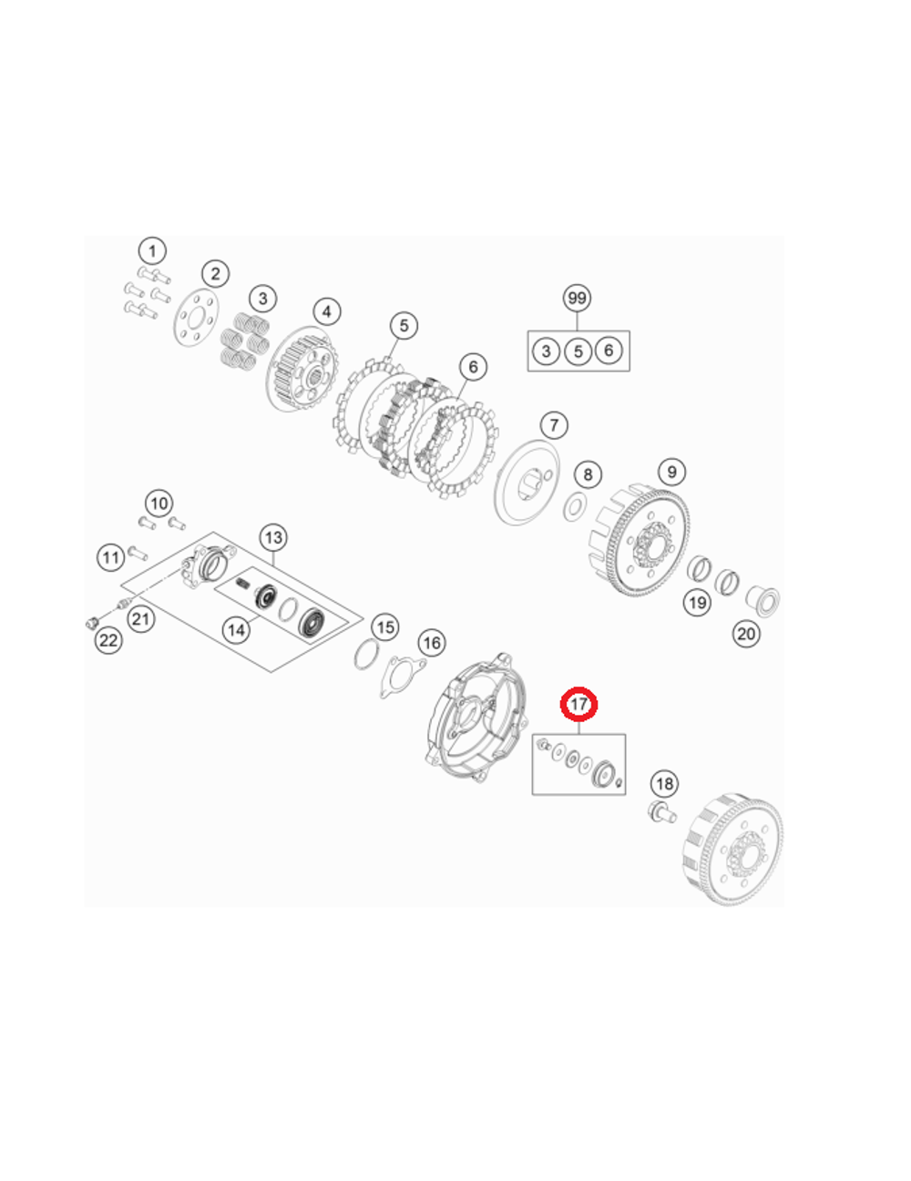 Блок шайб корзины сцепления KTM, HQV, GASGAS MC-65