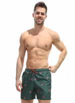 Изумрудные пляжные шорты с принтом в виде крабов (Размер: XL) (Цвет: изумрудный)