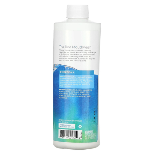 Swanson, Жидкость для полоскания рта Tea Tree, перечная мята, 473 мл (16 жидк. унц.)
