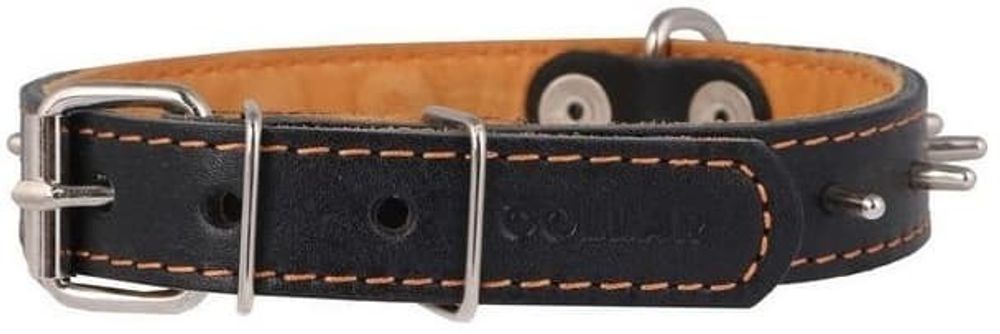 Ошейник двойной с шипами, черный (ширина 20мм, длина 32-40см) Collar
