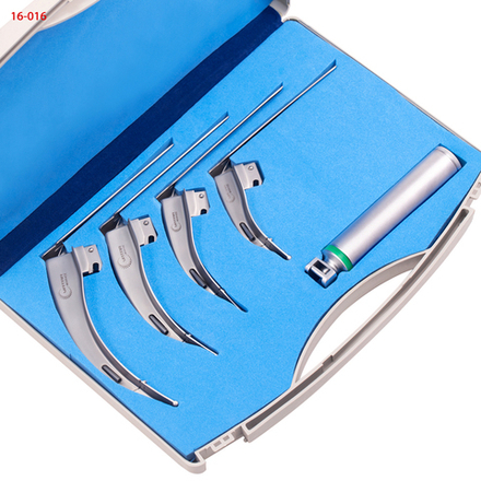 Ларингоскоп интубационный фиброоптический многоразовый MCCOY F.O. с гибким наконечником, набор 4 клинка №1,2,3, 4 (16-016)