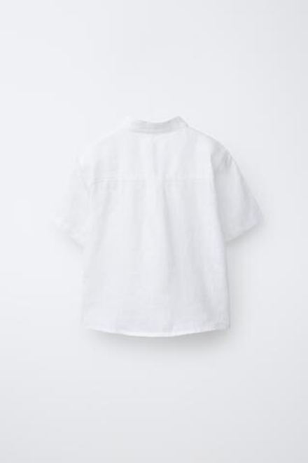 ZARA РУБАШКА ИЗ 100% ЛЬНА, ЭКРЮ