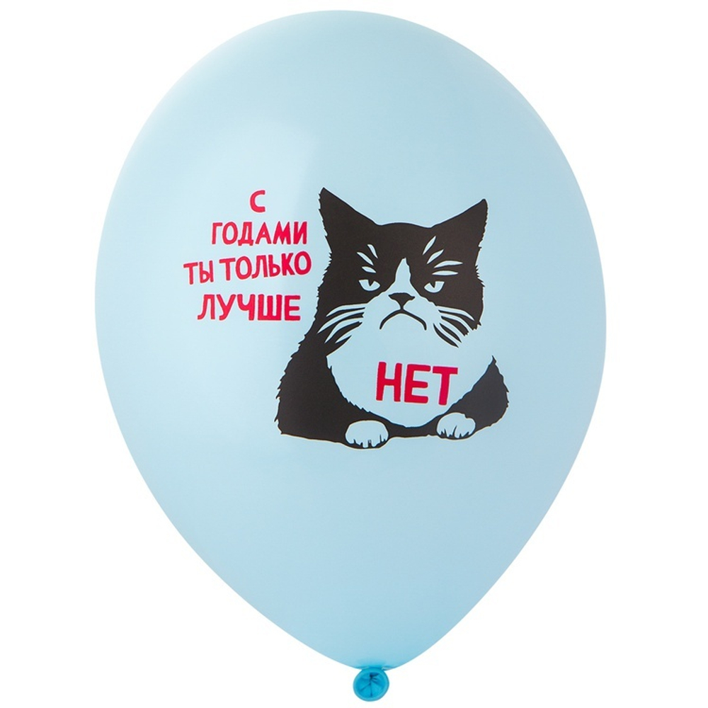 Латексный шар с рисунком «Сердитый кот», 36 см