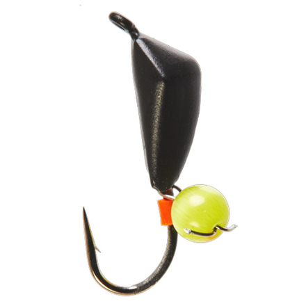 Мормышка вольфрамовая Lucky John ДРЕЙССЕНА с петелькой и бисером кошачий глаз 040/Yellow