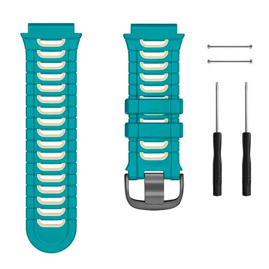 Ремешок для Garmin Forerunner 920XT силиконовый двухцветный (Бирюзовый/белый)