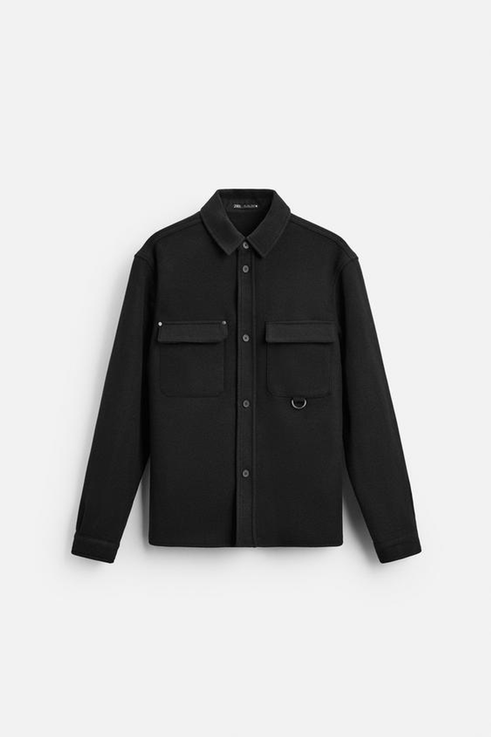 ZARA КУРТКА-РУБАШКА С КАРМАНАМИ, ЧЕРНЫЙ