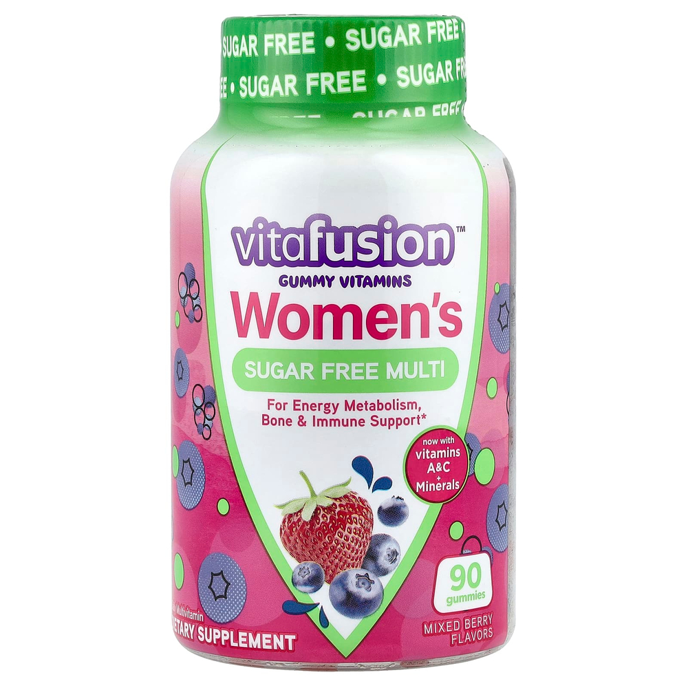 VitaFusion, Мультивитамины для женщин без сахара, ягодное ассорти, 90 жевательных таблеток