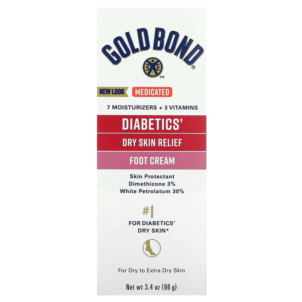 Gold Bond, Medicated Diabetics', крем для ухода за сухой кожей для ног, 96 г (3,4 унции)