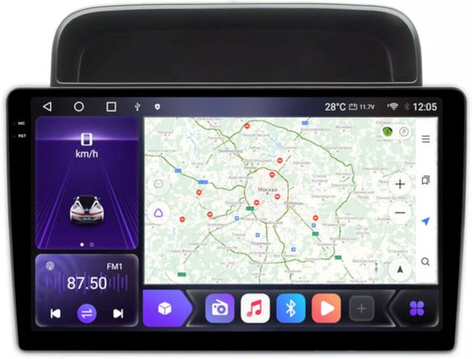 Магнитола для Toyota Land Cruiser 100, Lexus LX470 1998-2002 (климат на ШГУ) - Carmedia SF-1698-3 QLed+2K, Android 12, TS10,  CarPlay, 4G SIM-слот