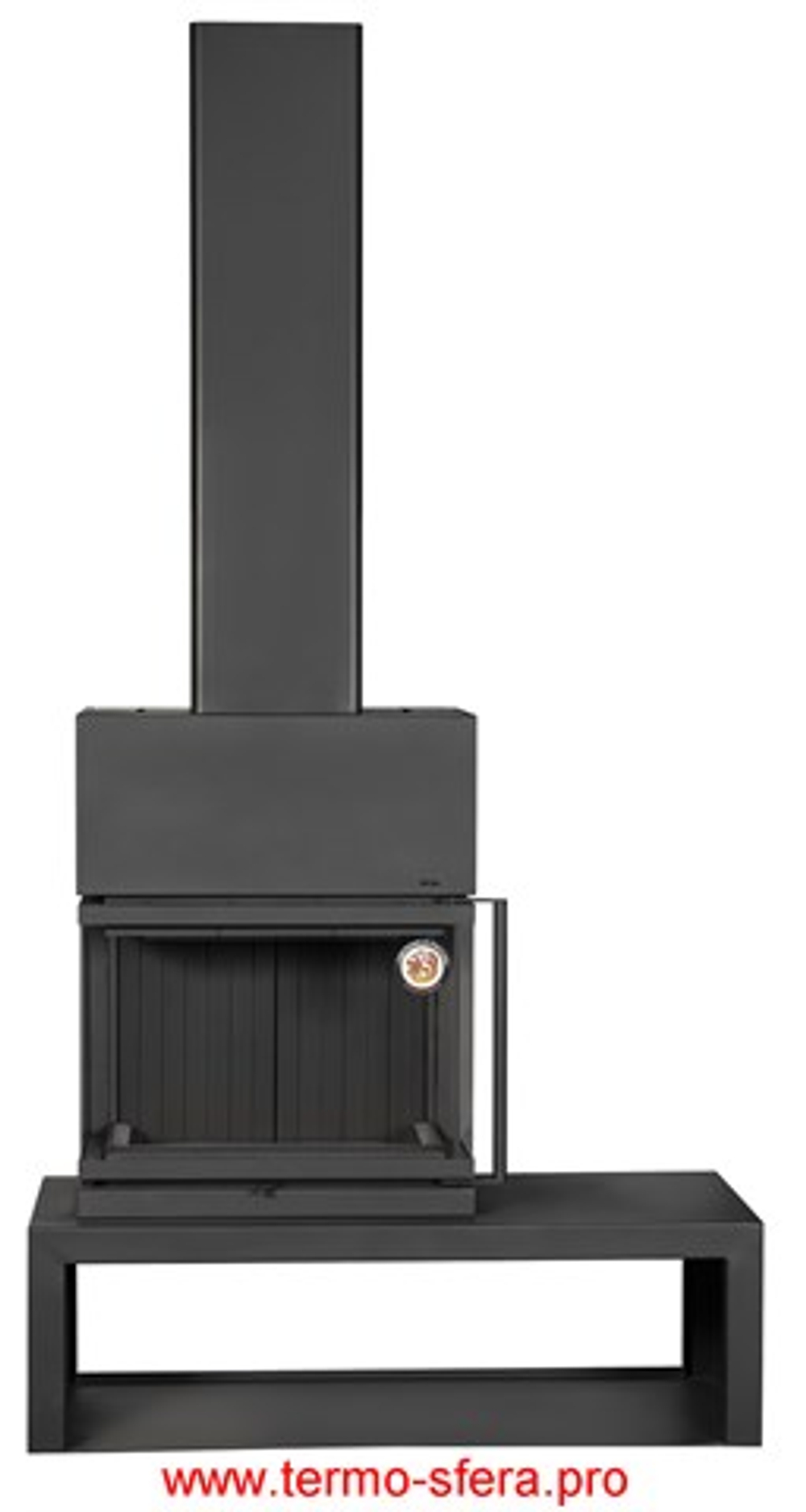 Камин МАДРИД на дровнике Гигант слева черный шамот подовый