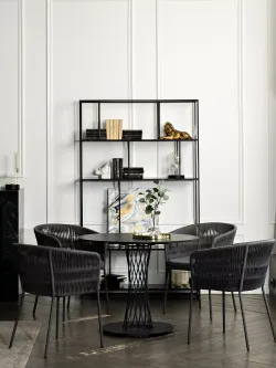 "Диего" обеденная группа на 4 персоны со стульями "Бордо" плетения колос, столешница "серый гранит"