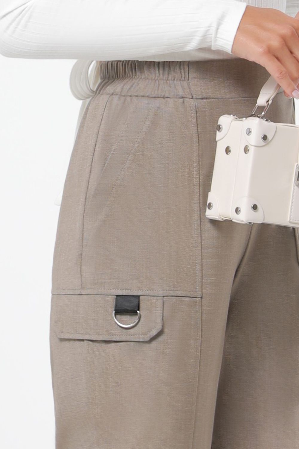 Брюки-карго бежевые на резинке DStrend (Акция)