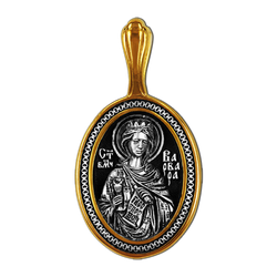 Святая Варвара. Нательная икона из серебра 925* с позолотой.