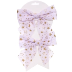 Бант на ёлку «Звездопад» 15*15 см (набор 2 шт), Белый/золото