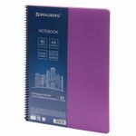 Тетрадь А4, 80 листов, BRAUBERG "Metropolis", спираль пластиковая, клетка, обложка пластик, ФИОЛЕТОВЫЙ, 403394