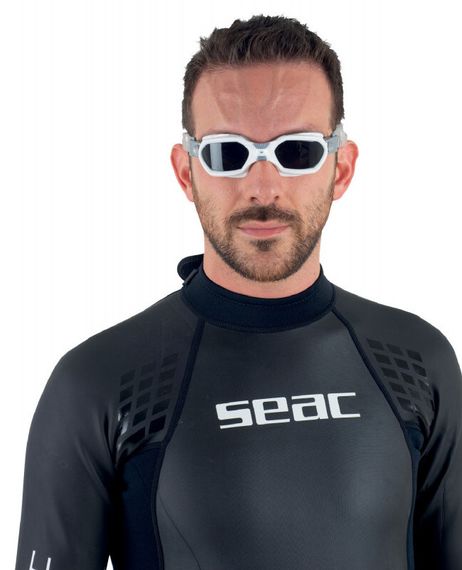 Очки для плавания Seac Aquatech тонированные стекла белый/серебристый