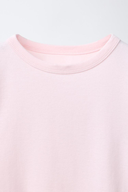 ZARA ФУТБОЛКА ИЗ МОДАЛА С ВЫРЕЗАМИ И БАНТАМИ, РОЗОВЫЙ