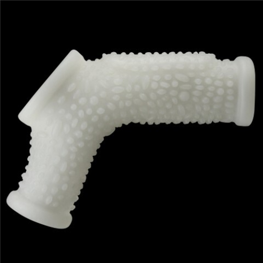 Насадка на пенис с вибрацией с рукавом для мошонки Drip Knights Ring  (13,3*2,8)