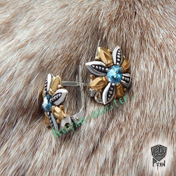 Серьги короткие "Огнецвет".