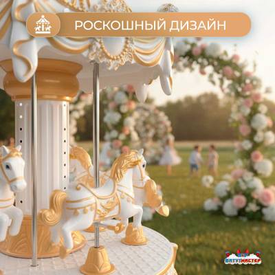 Электрическая свадебная карусель «Сияние» с LED-подсветкой, 6 мест