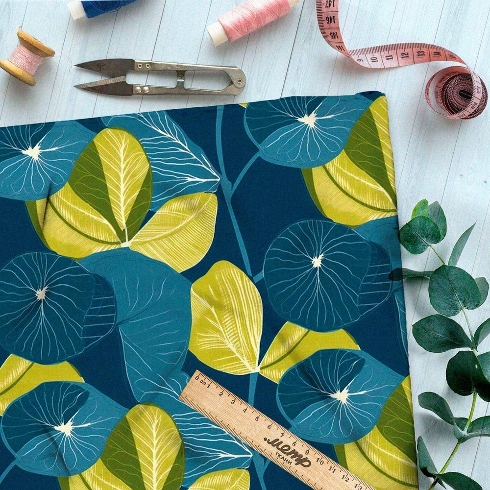 Ткань премиум дюспо эффектные крупные листья